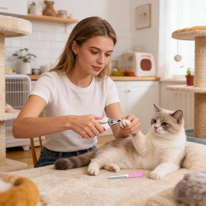 Dog Nail Clippers,Safety Grooming Pet Supplies - Cat Claw Trimmer with Nail File - for Home Indoor Travel All Breeds Seniors Puppy Kitten