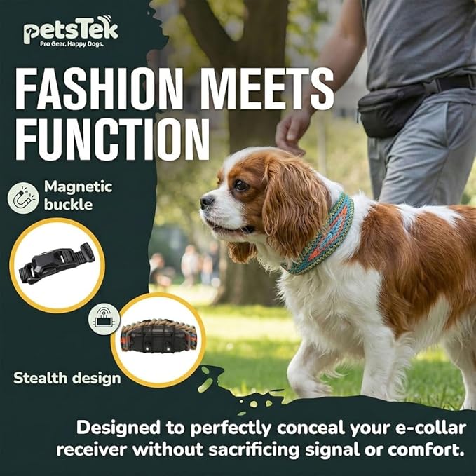 E-Collar Cover - for Medium Dogs with 16-22" Neck Size - Adjustable Nylon Cord, Quick Release Buckle, Heavy Duty Loop Strap Compatible with Dogtra, Educator, SportDog, Garmin, Bousnic, Jugbow (Baja)