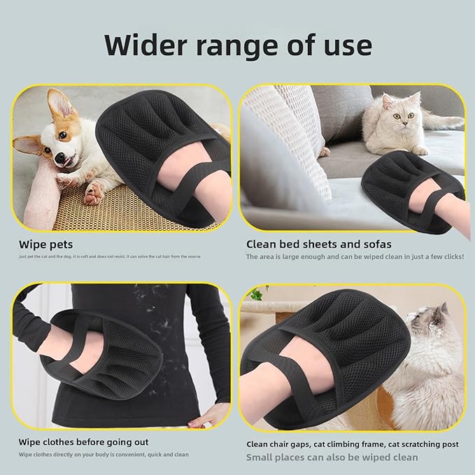 3Pcs Pet Hair Remover Glove，2025 Newly Upgraded Five-Finger Electrostatic Pet Hair Gloves, Reusable Hair Remover for Clothing, Furniture, Couch, Carpet (2Pcs for big hands and 1Pcs for normal hand)