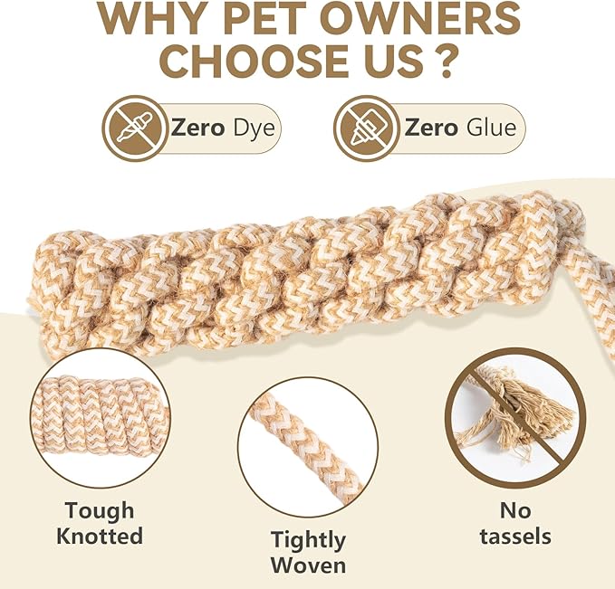 Dog Chew Toys for Aggressive Chewers, Rope Toys for Large Dogs with Dental Benefits, Durable Training Chew Rope, M Size
