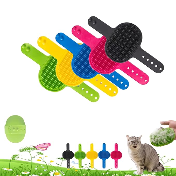 Silicone Grooming Strap Pad for Cats, 2-in-1 Self-Groomer, Adjustable Silicone Pet Grooming Tool, Soft Pet Face Scratcher Rubber Massager for Indoor for Cats & Dogs