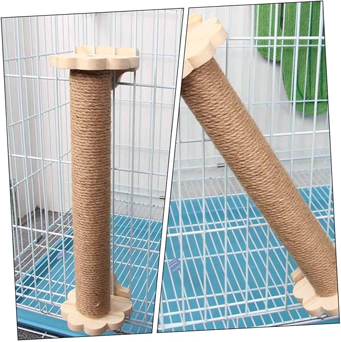 Yardwe Sisal Cat Scratching Post Floor Scratching Pole with Solid Wood Core 40cm Vertical Indoor Cat Cage Scratcher for Kittens