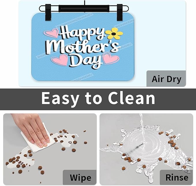 Dog Food Mats for Floors Happy Mother's Day Floral Gift Mom Dk Absorbent Pet Cat Food Mat Quick Dry Dog Bowl Mats for Water Pet Supplies 18X12In