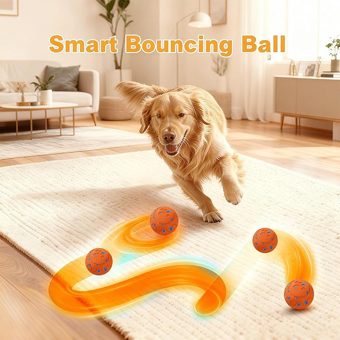 Dog Balls: Interactive Dog Ball, Self-Moving Dog Toy with Auto-Rolling & Bouncing, E-TPU Material, IP54 Waterproof, Motion-Activated (Orange, Large)