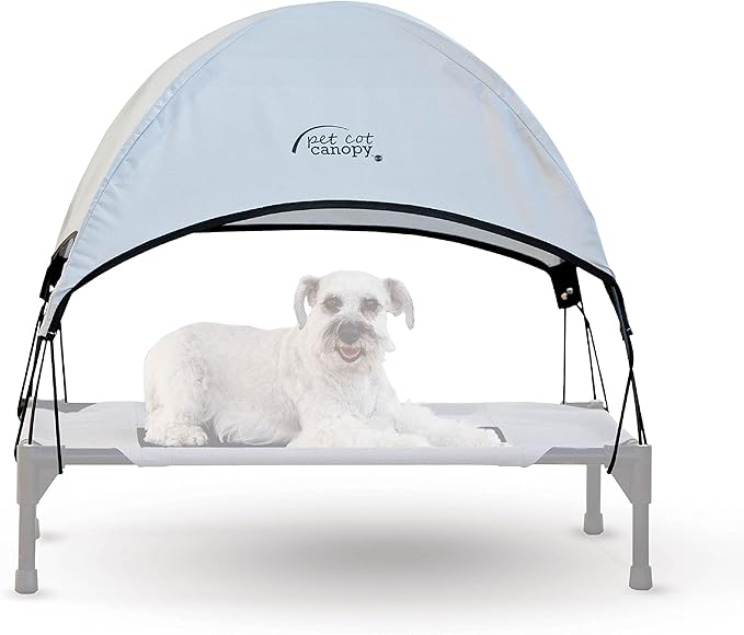K&H Pet Products Outdoor Elevated Dog Cot Canopy, Cooling Sun Tent Shades Pets, Washable, Water-Resistant, Designed to Fit K&H Medium Elevated Dog Cots (Sold Separately) - Medium 32 X 25in Gray