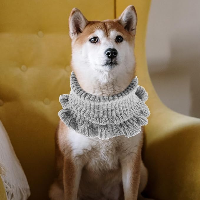 Milisten Cozy Gray Dog Scarf with High Elasticity Neck Warmer, Soft Comfortable Pet Bandana for Outdoor Travel and Earmuff, Puppy Scarf for Cold Weather Pet Supply