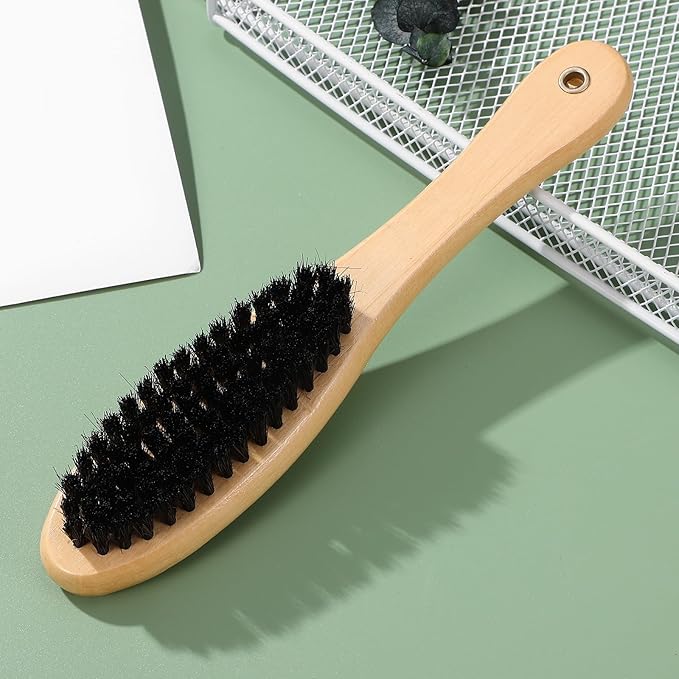 Beaupretty Wood Handle Boar Bristle Clothes Dust Brush Lint Remover Cat Hair Brush for Indoor Cats Grooming Pet Supplies