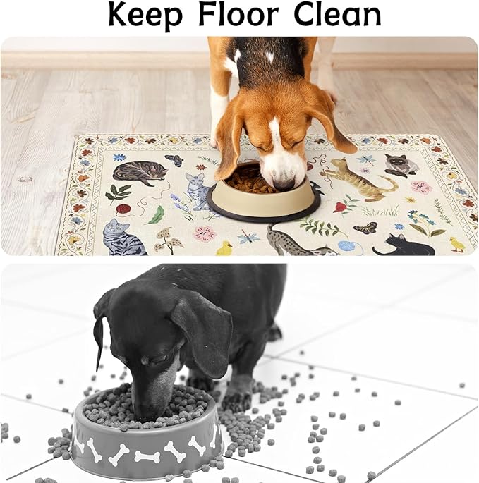 Dog Food Mats for Floors Absorbent, Non-Slip Quick Dry Dog Mat for Food and Water, Cat Pet Food Mat Pet Supplies