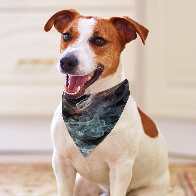 Dog Bandana Spring Pet Scarf Adjustable Triangle Psychedelic Smoke Printing Dog Bib Washable Polyester Puppy Bandana for Small Medium Large Dogs Cat Birthday Party Supplies