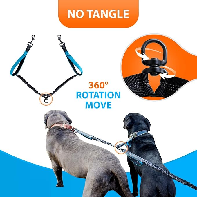Dog Leash Retractable Running Fitness One-to-Two Leash, 360° Rotating Stainless Steel Buckle, Pet Supplies