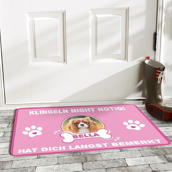 Generic Personalized Pink Welcome Doormat, Custom Funnychore Cat, Dog & Pet Mat - Kitchen, Bathroom, Picnic, Camping, Onesize - Style-4