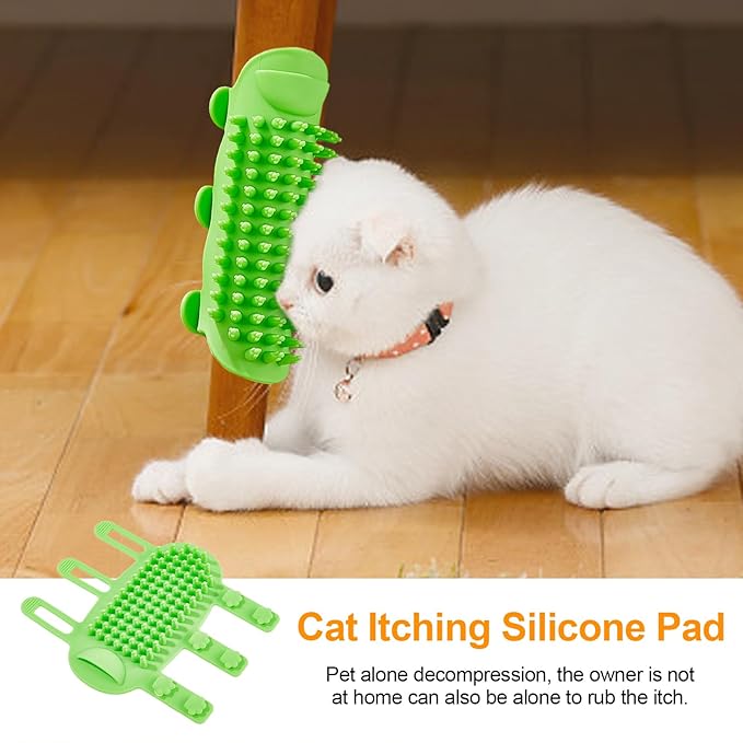 Cat Massager, Wall Corner Groomers Soft Grooming Brush, Soft Cat Corner Scratcher Self Grooming Massage Combs, Cat Self Groomer for Kitten Puppy (green)