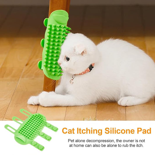 Cat Massager, Wall Corner Groomers Soft Grooming Brush, Soft Cat Corner Scratcher Self Grooming Massage Combs, Cat Self Groomer for Kitten Puppy (green)