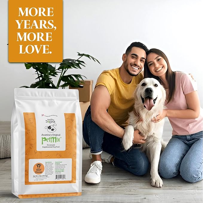 Healthy Dogma - PetMix Dehydrated Dog Food - Beef Dinner - Raw Food - Gluten Free, Clean Ingredient Food - No Preservatives, Homemade Dog Food Beef Recipe (2 lbs)