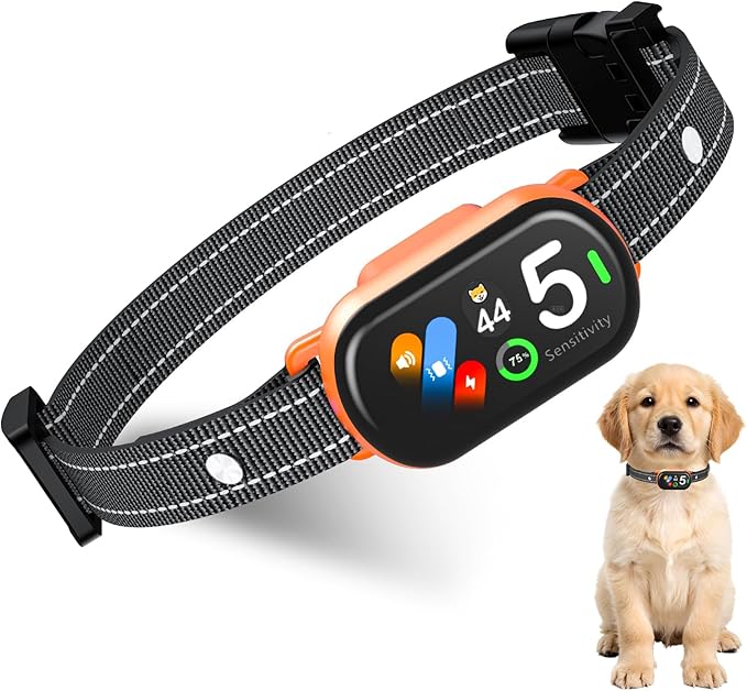 Upgraded Dog Bark Collar, NATGOVOD Smart Barking Collar with 5 Modes & 5 Adjustable Sensitivity & Bark Counter, Waterproof Automatic Shock Collar for Small Medium Large Dogs 10-120lbs