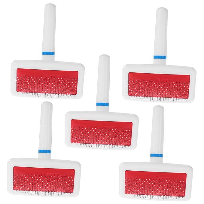 5pcs Dog Slicker Brush Cat Grooming Comb for Shedding Knot Removal Pet Hair Cleaner Tool for Long Haired Dogs Cats Skin Friendly Design for Easy Grooming