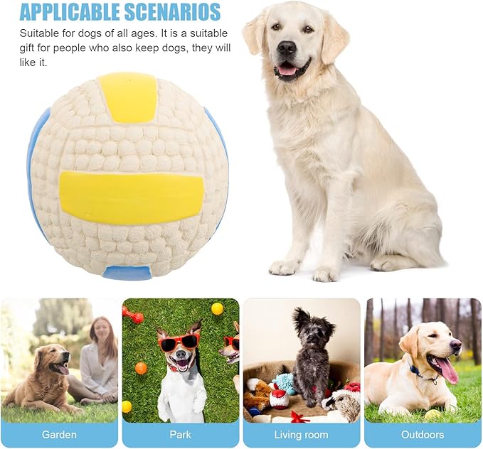 LALAFINA Dog Chew Ball 9.5cm Rubber Squeaky Molar Ball Interactive Play for Small Dogs Puppies Pet Supplies