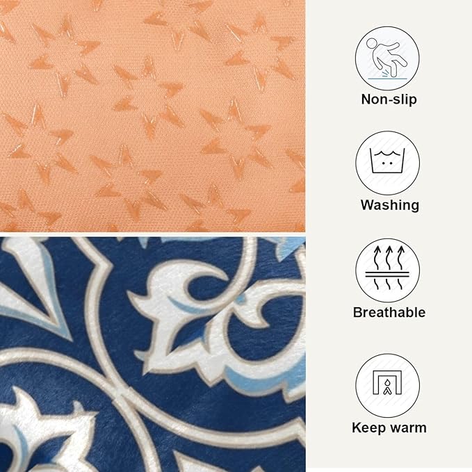 Dog Bed for Crate Washable Pet Sleep Pad, Floral Motif Kennel Mat with Non-Slip Bottom, Soft Fluffy Supplies Pet for Dogs and Cats (36x24 inch)