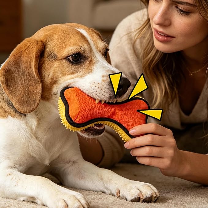 Dog Chew Bone - 19 * 7.8 * 3cm Squeaky Pet Supplies | Latex Nylon Bone | Dog Toys for Aggressive Chewers | for Puppies Large Medium Small Breeds Indoor Outdoor Boredom Birthday Stocking Stuffer