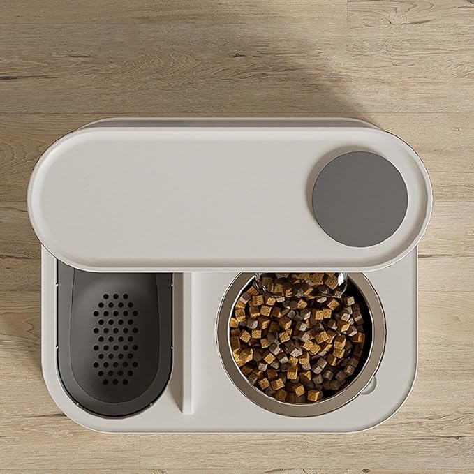 Gravitational Pet Feeder and Water Dispenser Set, Automatic Pet Feeder for Cats Dogs Saving Feeding Station Reduces Waste, Suitable for Dogs Cats Pets Animals Large Capacity (White)