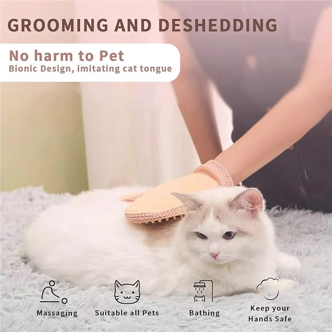 2Pcs Pet Hair Removal Gloves, Efficient Grooming Gloves for Pet Hair Deshedding and Removing, Reusable Cat & Dog Hair Remover Glove for Couch, Furniture, Carpet