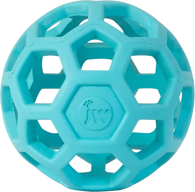 JW Pet HOL-ee Roller™, Dog Toy Puzzle Ball, Natural Rubber, Small (3 Inch Diameter), Blue