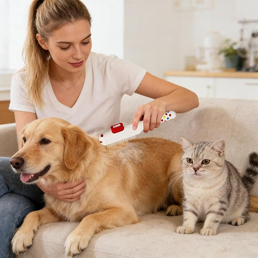Cat Combs,Self-Cleaning Non-Slip Brushes with Metal Teeth - Cat Hair Comb | for Dog Puppy Animals Indoor Home Shedding