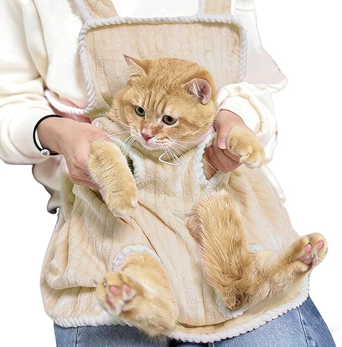 Pet Apron Carrier - Soft Breathable with Drawstring, Apron to Hold Cat,for Grooming Nail Trimming Photography Bonding Women Men Teens Animal Lovers Adults