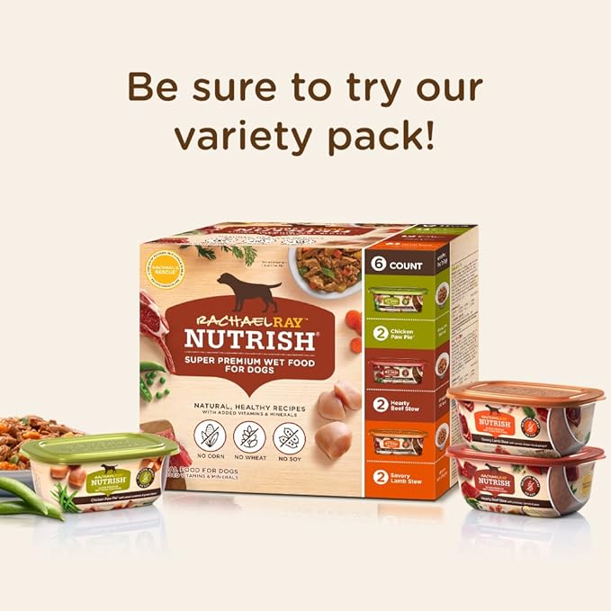 Rachael Ray Nutrish Premium Natural Wet Dog Food, Hearty Beef Stew Recipe, 8 Ounce Tub (Pack of 4)