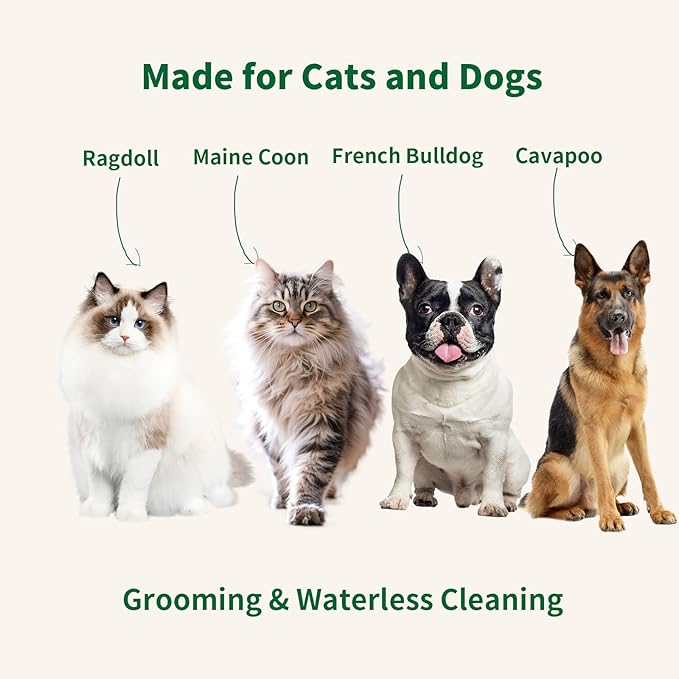 2-in-1 Pet Grooming Kit, Gentle Comb and Waterless Cleaning Mousse for Dogs and Cats, No-Rinse Foam for Fresh-Smelling, Soft, Tangle-Free Coats