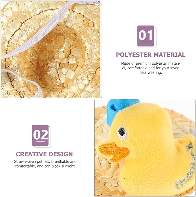 DOITOOL Pet Straw Hat and Woven Sun Cap, Breathable Straw Material, Adjustable Fit, Summer Outdoor Sun Protection for Dogs and Cats, Cute Photo Prop Pet Supplies