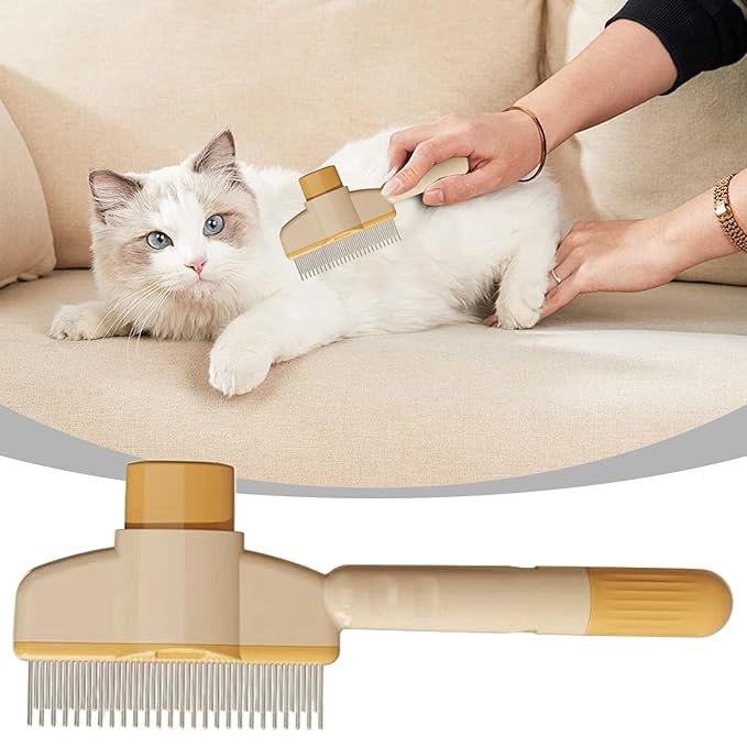 Dog Brush - with Release Button Grooming Comb,Long Hair Cat Brush Dematting Comb | for Long Short Puppy Kitten Pet Undercoat Indoor Home Travel Bath Massage