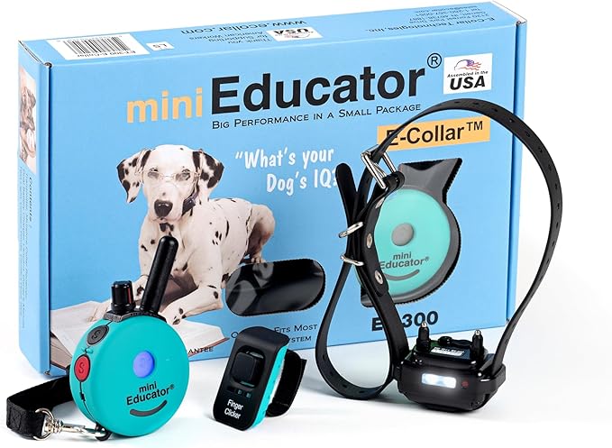 E-Collar – Educator ET-300-1/2 Mile Waterproof Remote Dog Training Collar Includes Premium Finger Clicker Trainer, 100 Programmable Levels + Vibration + Light + Sound, Teal
