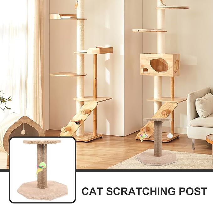 FRCOLOR Cat Scratching Post with Hanging Ball Small Sisal Cat Claw Scratcher Pole Indoor Kitten Scratcher Sturdy Reusable