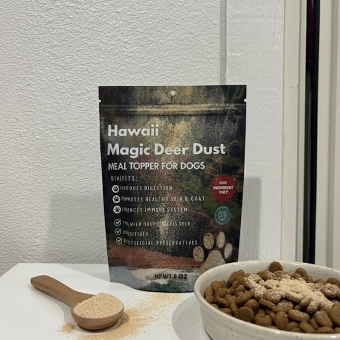 Hawaii Magic Deer Dust Meal Topper for Dogs | Single-Ingredient Natural Protein Powder | Supports Digestion, Skin & Immunity | No Additives or Preservatives | 226 g (8 oz)