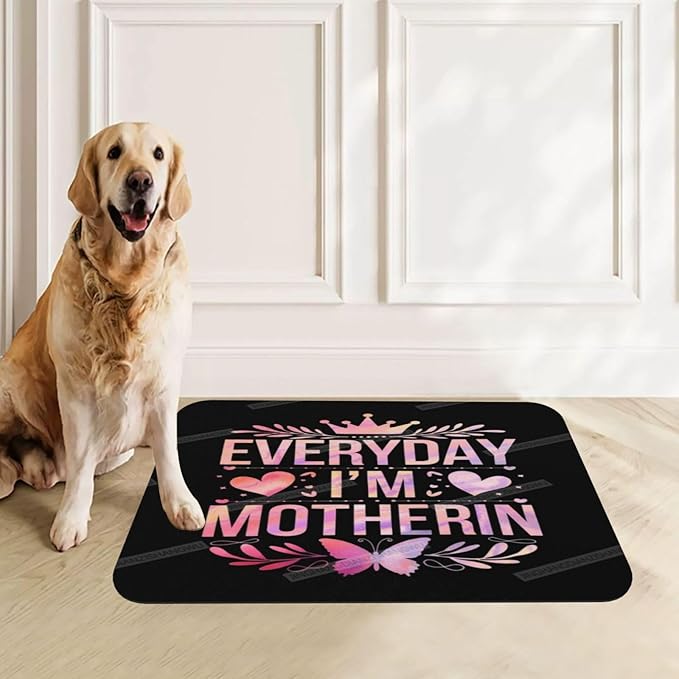 Pet Feeding Mat Pink Happy Mother's Day Floral Gift Mom Ci Dog Food Mat for Food Water No Stains Quick Dry Dispenser Cat Bowl Mats for Messy Drinkers 24x16In