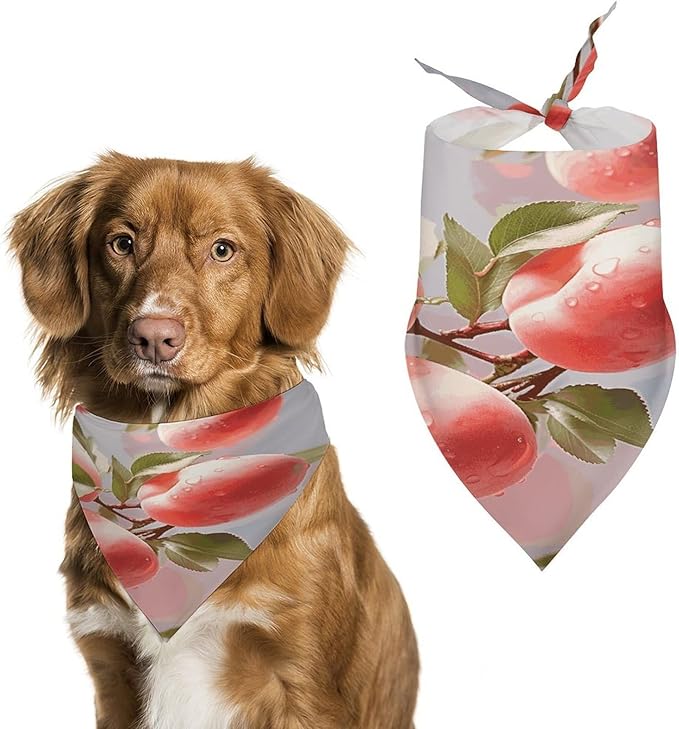 Dog Bandana Spring Pet Scarf Adjustable Triangle Pink Peach Printing Dog Bib Washable Polyester Puppy Bandana for Small Medium Large Dogs Cat Birthday Party Supplies