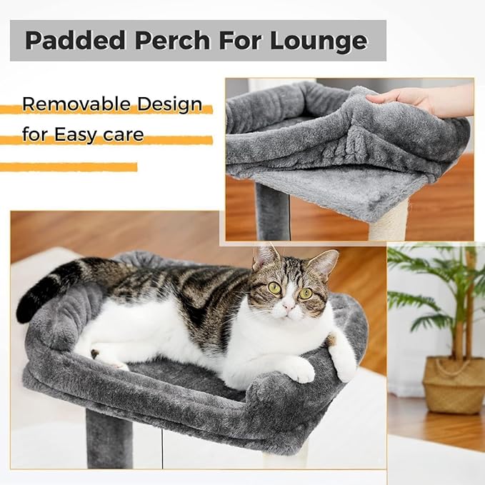 Cat Scratching Post, 19.69" H(50cm) Cat Tree with Cat Bed, Scratching Posts for Indoor Cats with Two Plush Balls Toy, Small Cat Tree for Kittens/Cats Playing and Relaxing