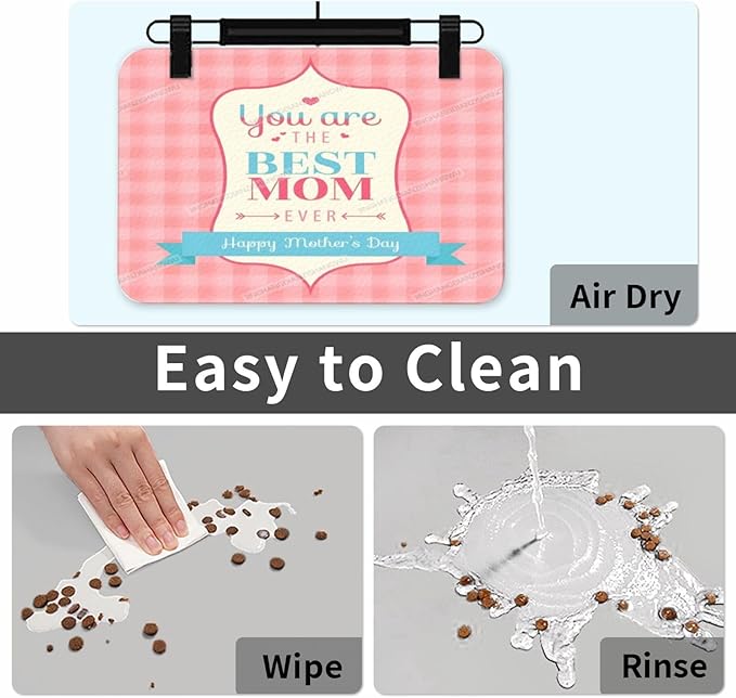 Pet Cat Dog Food Mat Absorbent Dog Feeding Mat Happy Mother's Day Floral Gift Mom N No Stains Cat Food Mats Indoor Pet Supplies Dogs Placemat Water Bowl Mats with Rubber Backing 18X12In