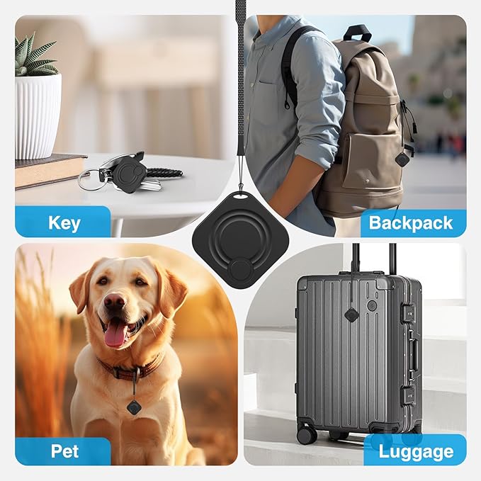 Tags-2 Pack Air Tracker, Key Finders and Item Finder Locator with Sound, Smart Tag Bluetooth Trackers Compatible with Apple Find My (iOS Only), Luggage, Key, Pet Tracker, Lightweight, Black