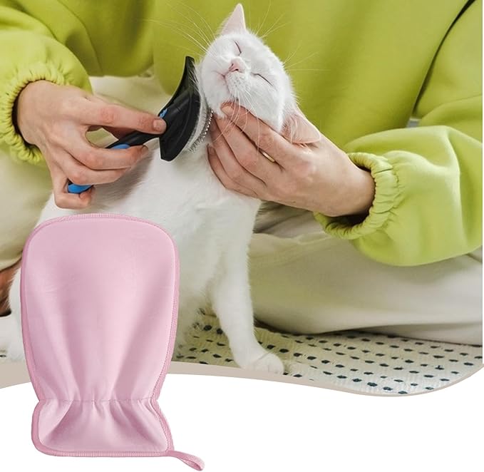 Pet Hair Removal Glove, Efficient, Grooming Glove Easy Cleaning Cat Hair Remover for Cats, Pink