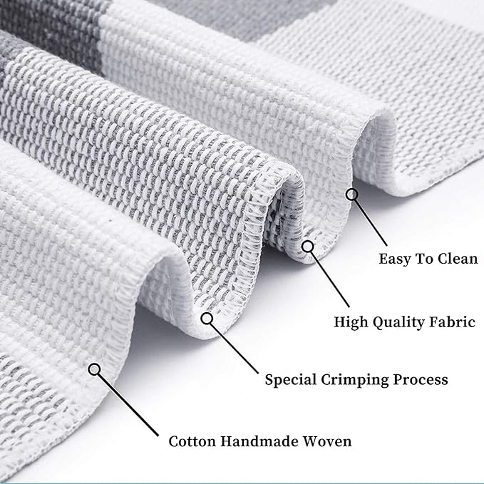 KOZYFLY Buffalo Plaid Rug 27.5x43 Inches Grey and White Outdoor Rugs Hand Woven Cotton Washable Indoor Buffalo Check Rug Layered Doormats for Front Door/Front Porch/Farmhouse/Entryway/Patio