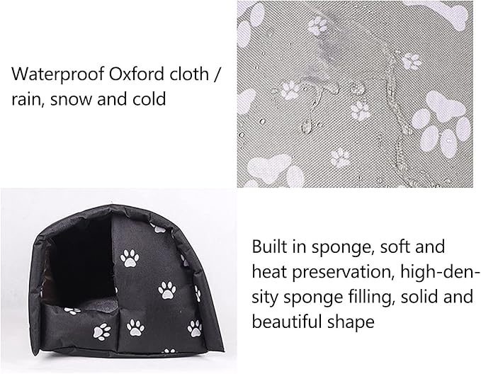 Outdoor Feral Cat House Winter,Weatherproof Waterproof Rainproof Foldable Cotton Filled Thicken Stray Feral Cats Dogs Tent Shelter Home Keep Warm Outdoor Indoor Garden (Medium - 2 Cats)