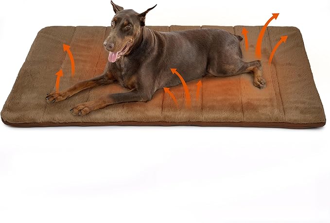 Dog Crate Pad for XX Large Dog - 47x29 Memory Foam Dog Bed, Washable & Anti-Slip Dog Bed Mat, Ultra Soft Kennel Pad for Dogs Cozy Sleeping Mat, Khaki
