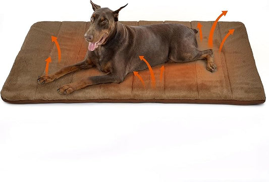 Dog Crate Pad for XX Large Dog - 47x29 Memory Foam Dog Bed, Washable & Anti-Slip Dog Bed Mat, Ultra Soft Kennel Pad for Dogs Cozy Sleeping Mat, Khaki