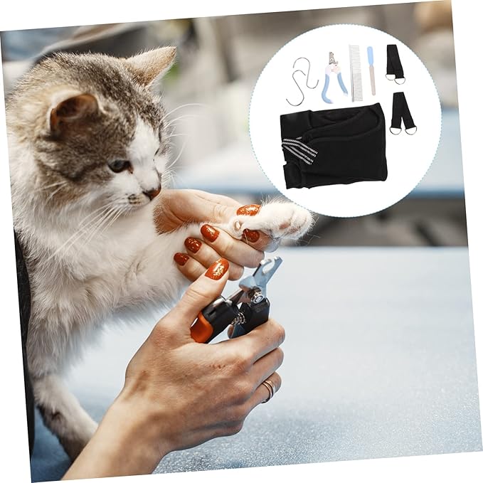 VICASKY 1set Household Grooming Hammock for Cats and Dogs Pet Nail Clipper and Comb Tools Random Accessories and Breathable Design for Easy Grooming