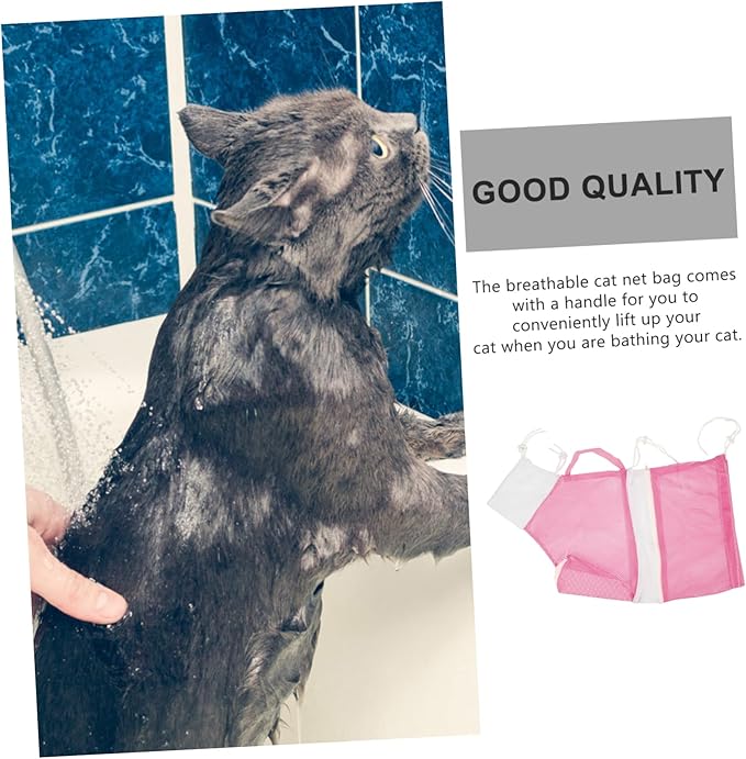 Kisangel Multipurpose Cat Bathing Bag Breathable Mesh Shower Net for Cleaning Prevents Scratching Biting for Bathing Kittens