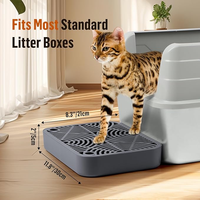 Cat Litter Box Ramp, Litter Box Step Mat with Filter Function for Self-Cleaning Cat Litter Box, Easy to Clean, Cats Pedal Step Stool Ideal for Kitten & Elderly Cats (Dark Grey)