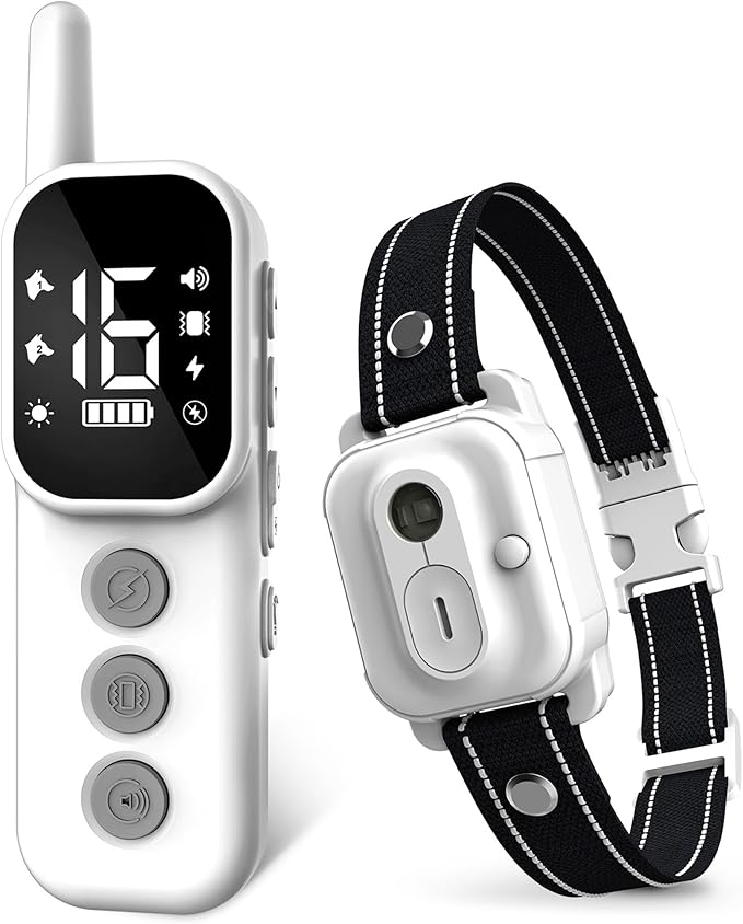 Dog Training Collar,Dog Shock Collar with Remote Control, 3300FT and 4 Training Modes Beep,Vibration,Safe Shock,LED Light,IPX7 Waterproof Rechargeable E-Collar for All Breeds (8-150 lbs)