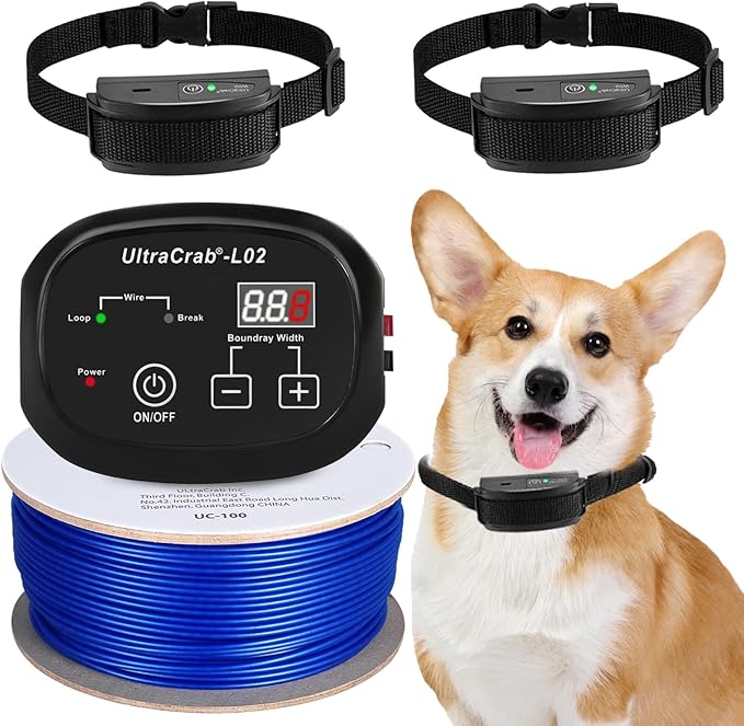 Basic In-Ground Pet Fence - Underground 2 Dogs Fence System, Electric Fence for 2 Dogs Training Collars for Dog Over 20lb, Wireless Electric Dog Fence System (2 Dog System)